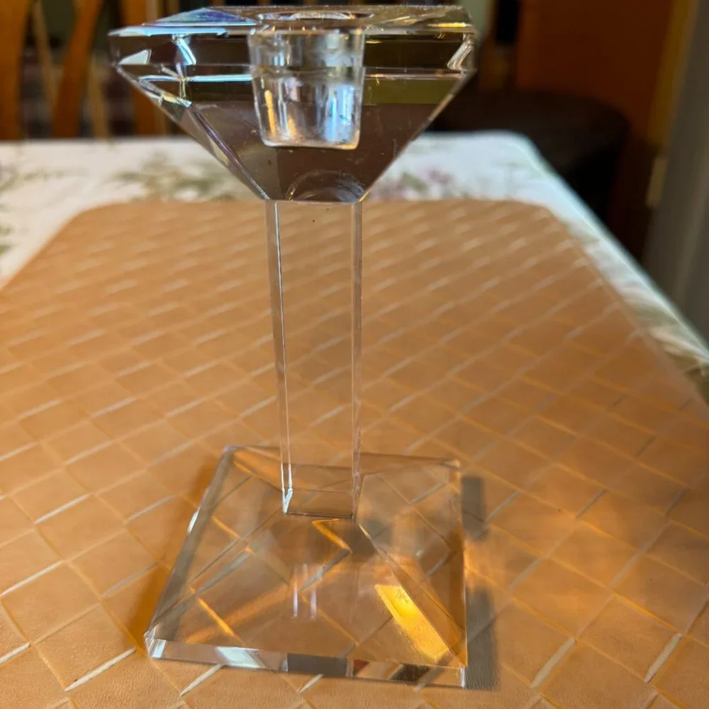 Oleg Cassini Crystal Candlestick Clear Square 6